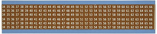 בריידי וו-34-66-ויניל בד, לבן על חום, מספרים עוקבים חוט סמן כרטיס-לבן על חום