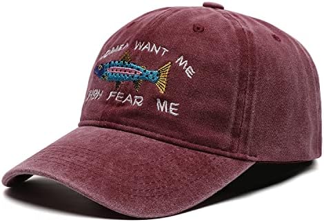 כובעי בייסבול של Ociovan לגברים נשים, נשים רקומות רוצות אותי דגים פחד אותי כובע משאית מתכווננת כותנה כותנה אבא כובעים