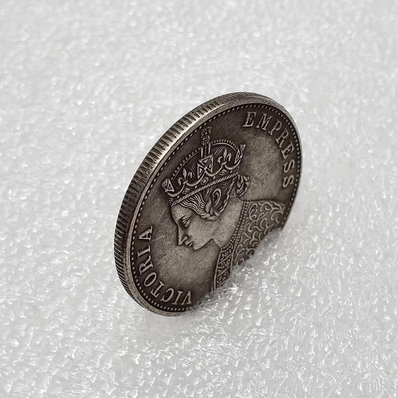 מלאכות עתיקות הודו הבריטית 1-ויקטוריה מטבע מצופה כסף סבב כסף כסוף כסוף כסוף סבב 742