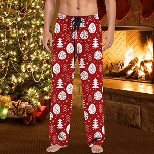 מכנסי פיג'מה לגברים חג המולד מותן גבוה שלג מותרים גרפיים תחתונים של פיג'מה חג המולד מכנסי טרנינג מכנסיים מכנסיים PJ