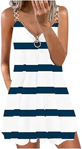 שמלות אופלקסו לנשים 2023 פס קיץ הדפסת חוף בוהו סאנמרה מזדמנת רוכסן v צוואר מסתור שמלת טנק ללא שרוולים בטן