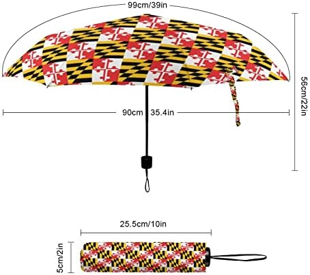 דגל מרילנד 3 קפלים מטריית נסיעות נגד אולטרה סגול מטריות אטומות לרוח מטרייה פתוחה אוטומטית אופנתית