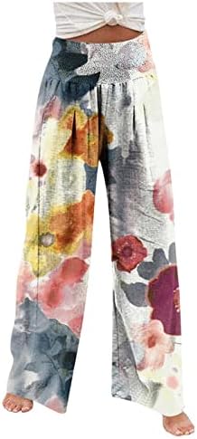 מכנסי פלאצו מיטורי לנשים מודפסים באופנה מודפסים במותניים גבוה
