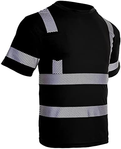 Blknights נראות גבוהה חולצת בטיחות רפלקטיבית לגברים ANSI Class 2 עבודות בנייה חולצה שחורה שרוולים קצרים