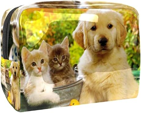 תיקי קוסמטיקה של Tbouobt תיקי איפור לנשים, שקיות טיול איפור קטנות, חתולים וחיית מחמד של בעלי חיים כלבים