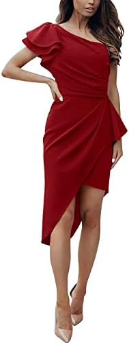מפורסם ארוך שמלת פורמליות עבור נשים נשים 2023 קיץ אופנה אלגנטי אחד כתף קוקטייל שמלה לפרוע שרוול רגיל
