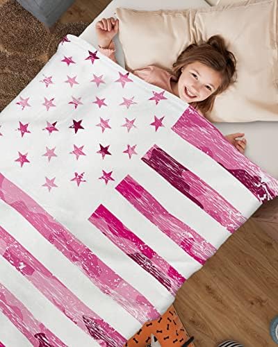 שמיכות לתינוקות וינטג 'דגל אמריקאי שמיכות נוחות סופר רכות לפעוטות פעוטות משתלת יילוד רטרו ישן הסוואה ורודה מיטה מיטה לזרוק מתנות למקלחת