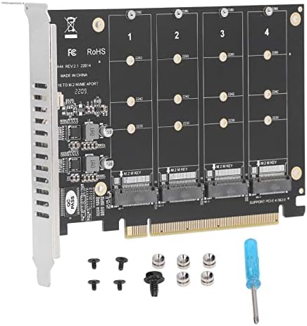 M.2 NVME SSD למתאם PCIE X16, 4x32GBPS M.2 NVME SSD ל- PCIE 3.0 x 4 כרטיס הרחבה של מבקר מארח יציאה עם מחוון LED בודד
