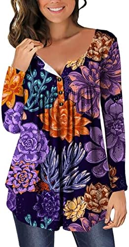 נשים אביב אופנה 2022 טוניקת חולצות להסתיר בטן ארוך זורם הנלי חולצת טי אופנה פרחוני מתגנדר מקרית חולצות עבור חותלות