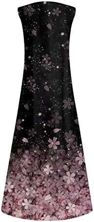 Jielayou Womens Summer Maxi שמלות בוהו פרחים מודפסים שמלה ארוכה V-צווארון v-suecress ללא שרוולים שמלת התאמה רופפת עם כיסים