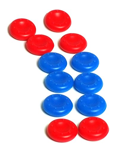 6 זוגות / 12 יחידות צבע קומבו סיליקון אחיזת אגודל כיסוי עבור פס 3 / פס 4 / אקס בוקס 360 / אקס בוקס אחד / ווי משחק ג ' ויסטיק בקר כיסוי-אדום