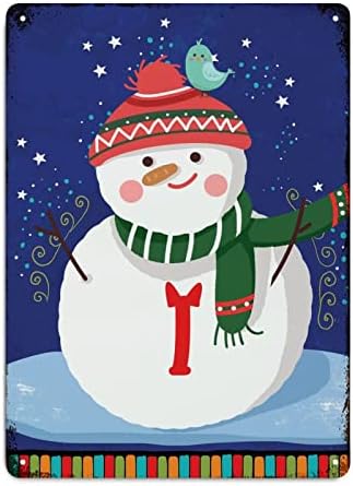 חג מולד שמח שלט פח מותאם אישית ראשוני שלג חמוד סצנת חורף שלטי מתכת מרופט קיר קישוטים לחג המולד לקיר דלת בית מתנה לחופשת קיר 7 x 10 אינץ