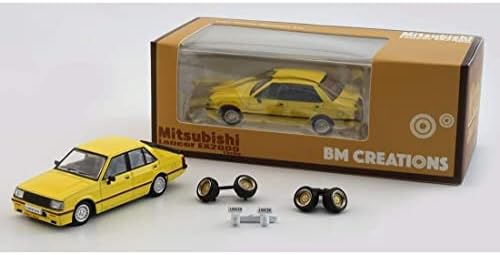 לנסר EX2000 טורבו צהוב עם פסים עם גלגלים נוספים 1/64 מכונית דגם Diecast על ידי BM Creations 64B0213