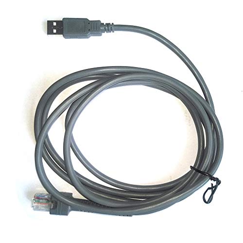 PZV USB ל- RJ48 כבל 7ft 2MTR Dura-Gray עבור כבל USB של סורק ברקוד, כבל העברת נתוני USB לסורק ברקוד כף יד דיגיטלי תואם ל- LS2208 DS4208