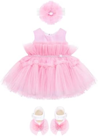 לילקס תינוקת טול נסיכת טוטו חתונה שמלת 3 חתיכה להגדיר עם התאמת נעל וסרט