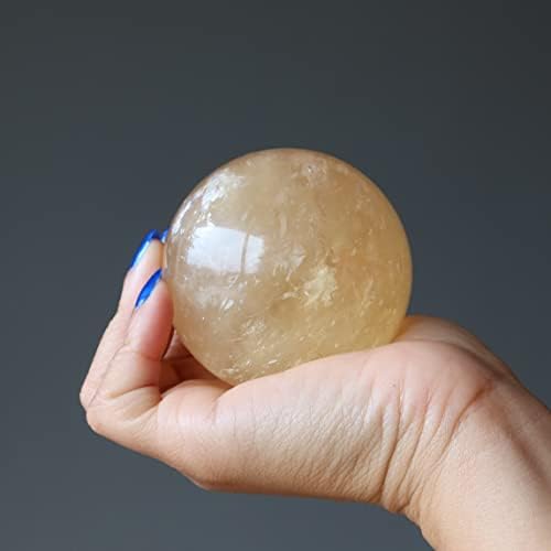 דבש כדור קלציט כדור גביש יופי זהוב 3.0-3.25 אינץ '