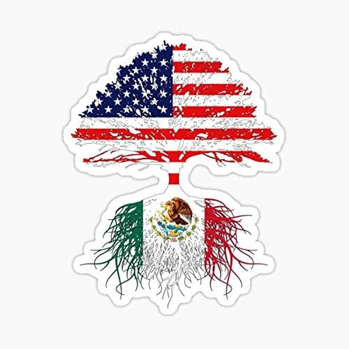 שורשים מקסיקניים, אמריקאים מקסיקניים, מקסיקו בוגר, דגל מקסיקו ארהב, מקסיקו עיצוב אמנות לגברים נשים מדבקה משפחתית לילדים - מדבקות אטומות