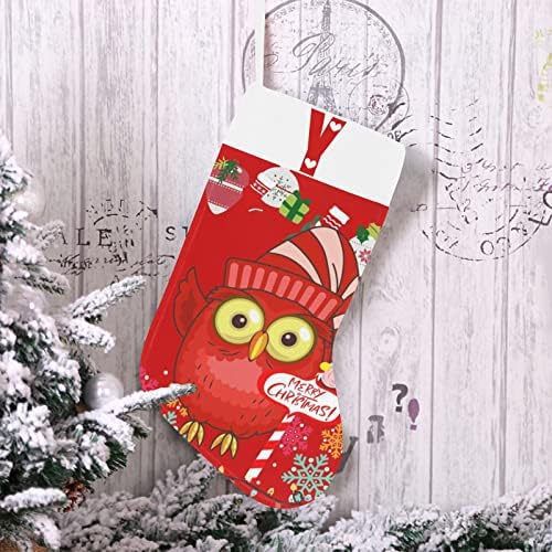 מונוגרמה סנטה ינשוף גרב חג המולד עם מכתב y ולב 18 אינץ 'אדום ולבן גדול