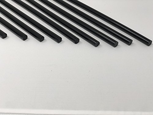 אצטל קופולימר פלסטיק עגול מוט 3/8 קוטר, 12 אורך-שחור צבע-חבילה 10