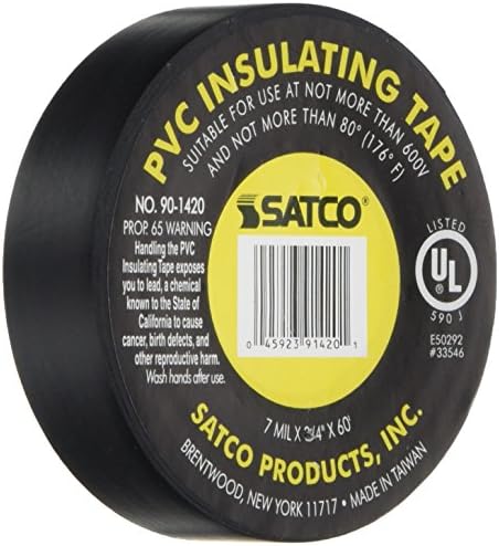 מוצרי SATCO 90/1420 קלטת חשמל, שחור, 3/4 אינץ 'על 60 מטר