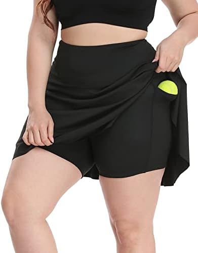 HDE נשים פלוס גודל טניס סקורט קפלים חצאית גולף אתלטי עם מכנסיים קצרים