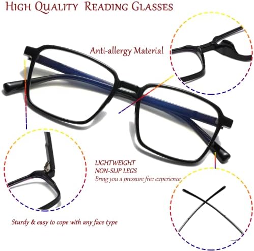 ויסנג 6 חבילה קריאת משקפיים כחול אור חסימת, בוהק מחשב קוראי אופנה חנון משקפיים לנשים גברים + 2.0