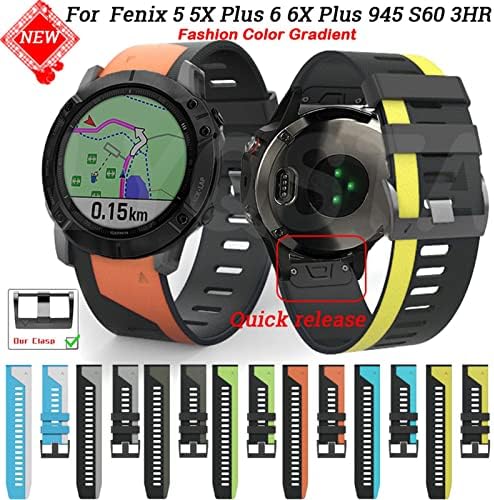 Aehon 26 ממ 22 ממ שעון שעון עבור fenix 6 6x Pro 5 5x Plus 3 3HR S62 935 רצועת סיליקון מהירה לשחרור מהיר עבור Garmin Enduro MK1 MK2 אביזר