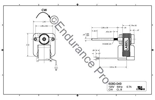 Endurance Pro 97010254, 162-G תנור אמבטיה מאוורר מאוורר החלפת מנוע להחלפה לברואן, 0.9 אמפר, 3200 סלד, 120 וולט, 164 G-L, 9417DN-R01, 9427P-R01,