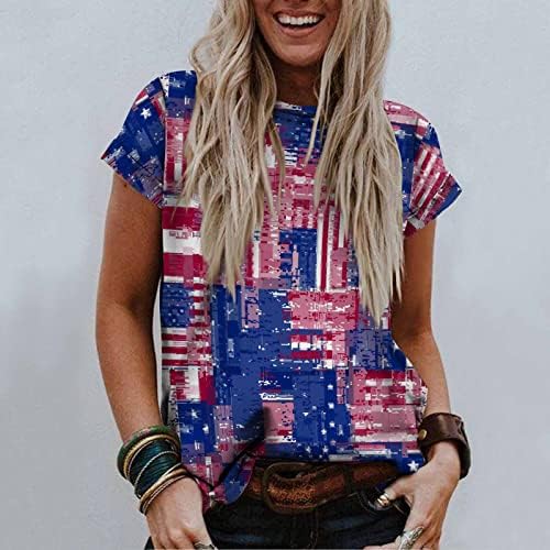 אמריקאי דגל חולצה נשים ארהב כוכבים פסים פטריוטית חולצה קיץ צווארון עגול חולצות מקרית קצר שרוול טי חולצות