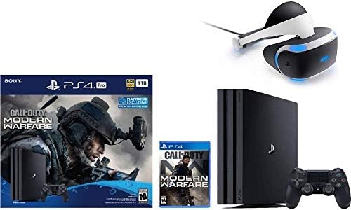 החדש ביותר של Sony PlayStation 4 Pro 1TB Console Call of Duty: צרור לוחמה מודרני עם אוזניות ליבה VR VR