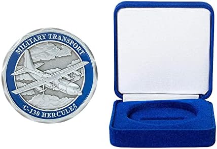 חיל האוויר של ארצות הברית C-130 Hercules Transport Aircraft Aircraft Coin Coin ו- Blue Velvet Box