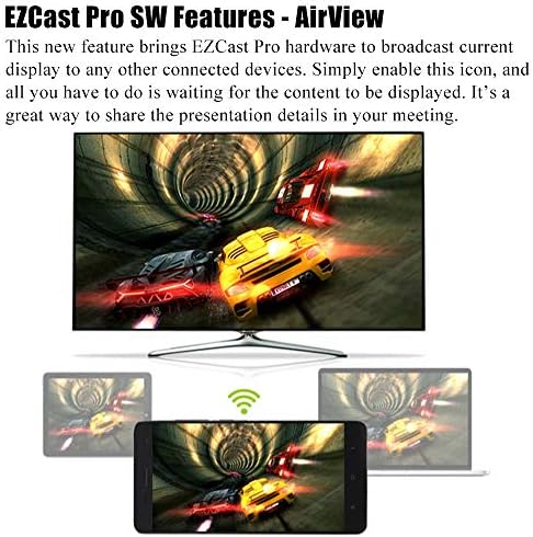 Ezcast Pro Dongle מצגת אלחוטית מצגת חכמה טלוויזיה חכמה מהירות גבוהה MIMO 2T2R WiFi HDMI, תומך 4 עד 1 מסכים מפוצלים