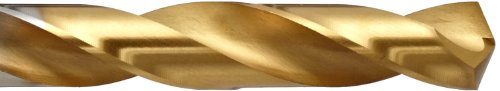 1 ד1 ג 'יגה פלדה במהירות גבוהה מקדח ג' ובר זהב, גימור פח, שוק ישר, ספירלה איטית, 135 מעלות, גודל 40, קוטר 3/32 אינץ 'אורך 2-3/8 אינץ'