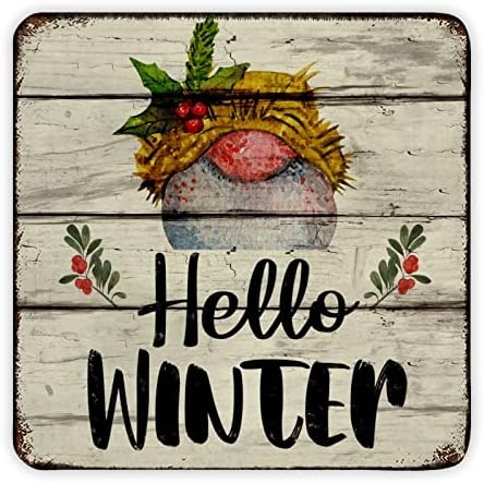 שלום עונת חורף איש שלג פנים וינטג 'שלט מתכת פלאק מתכת דפסי אמנות שלט שלט קיר ביתי מצחיק לחג המולד חג המולד חיצוני איש מערה מערת מערה מערה