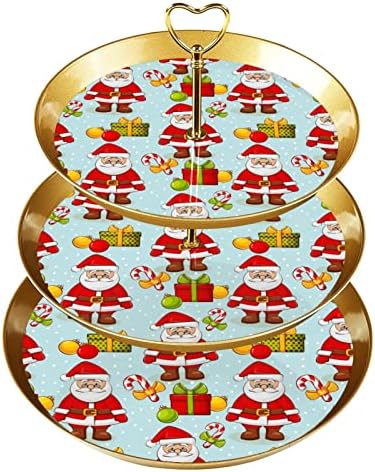 Dragonbtu 3 דוכן קאפקייקס שכבה עם מוט זהב מוט זהב מגש מגדל קינוחים מגש חג המולד חלק עם תצוגת ממתקים של פירות סנטה ליום הולדת לחתונה מסיבת