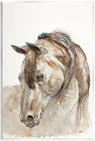 תעשיות סטופליות דיוקן סוסים עדין חווה חווה בצבעי מים פרט אמנות קיר עץ, עיצוב מאת פאטי מאן