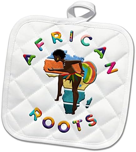 3drose אפריקה - שורשים אפריקאים על לבן. מתנת מורשת אפריקאית לכל אחד - Potholders
