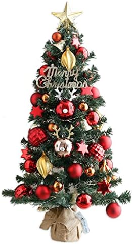 FIFOR 37.4 /95 סמ שולחן חג המולד עץ, עץ אורן מיני חג המולד מלאכותי עם אורות מיתר LED וקישוטים, לקישוט חג מקורה וחיצוני