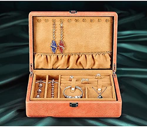 GSDNV תיבת תכשיטים שכבה כפולה קופסת תכשיטים אירופית קופסא אחסון תכשיטים גדולים מחזיק תכשיטים עם מנעול עם מנעול
