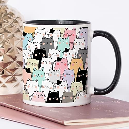 יוניק עיצובים חתול ספלי קפה-ספל קפה נייד 11 עוז חתול ספלים עבור אוהבי חתול מתנות לנשים, כוס חתול לבן, חתול אבא ספל, חתול אמא ספל, מתנות