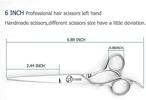 מספריים שיער יד שמאלית מספריים שיער 6 אינץ 'מגזרים דקניים יד שמאלית מספריים חיתוך מספריים שמאני מספריים שמאליים קינסארו משמאל
