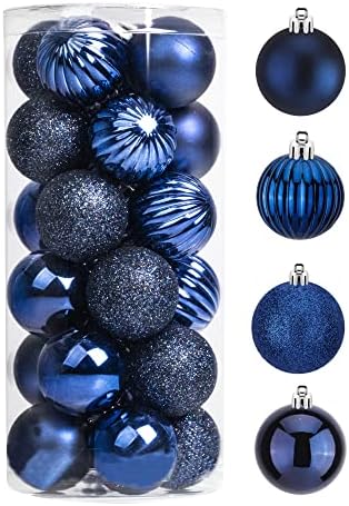 24 יחידות 1.57 קישוטי כדור חג המולד, כדור פלסטיק אטום מתנפץ נוכח לעצי חג המולד, פסטיבל, מסיבת בית ומסיבת חתונה, קישוטים לעץ חג המולד בגודל