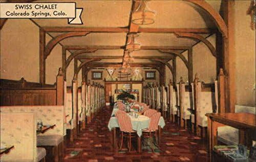 מסעדת בקתת שוויץ קולורדו ספרינגס, קולורדו CO גלויה עתיקה מקורית
