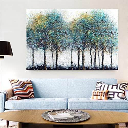 Dlvkhkl צבוע יער עץ ירוק יער שמן חיצוני עבה ציור קיר אמנות קנב קנבס בסלון