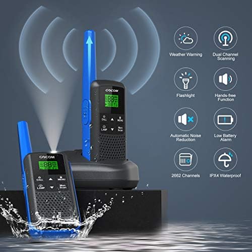 Gocom Walkie Talkies למבוגרים רדיו דו כיווני 32 חבילות FRS מכשירי רדיו דו כיווני מכשירי רדיו נטענים נטענים IPX4 אטום מים