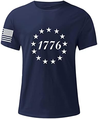 חולצות T פטריוטיות של Ruiruilico לגברים 4 ביולי אמריקה דגל הקיץ הקיץ שרוול קצר משרשר רגוע בכושר גרפי תלת מימד חולצות חולצות