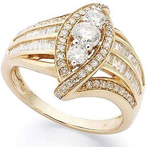 תכסיס פיילין 18 קראט צהוב זהב מלא לבן ספיר טבעת אופנה נשים חתונה תכשיטי סז 6-10