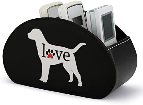 Labrador Love Dog Paw מחזיק שלט רחוק עם 5 תאים עור PU עור רב-פונקציונלי אחסון קאדי תיבת מארגן שולחן עבודה עבור טלוויזיה DVD Blu-ray