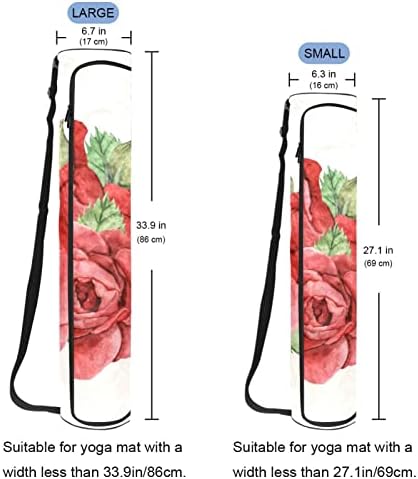 תיק מזרן יוגה לשני המינים, מנשא מזרן יוגה תרגיל עם רצועת כתף מתכווננת ורד אדום, גדול 6.7 על 33.9 אינץ ' /17 על 86 ס מ