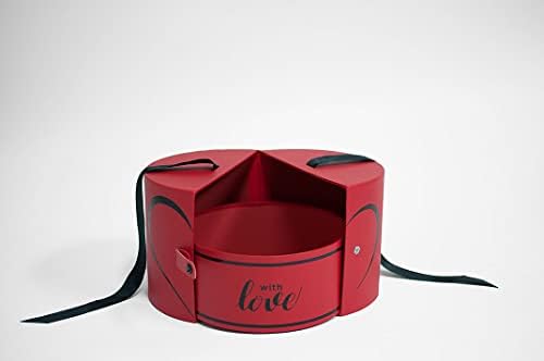 קלקסטל קרפט אדום עגול צילינדר מקונן מתנה לעטוף תיבת עם אהבת תיבת בתוך עם שחור מבהיקי רצועת ולחץ כפתור חותם